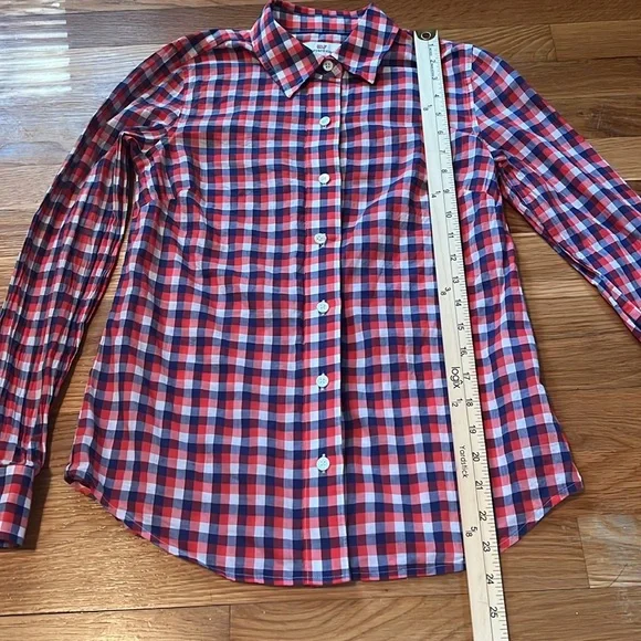Vineyard Vines Womens sz 00 Gingham Red Blue Cotton Button Down Blouse Shirt‎ - Picture 2 of 7